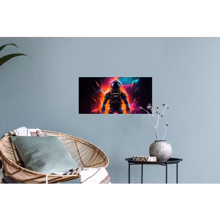 Astronaut - Neon - Gaming - Ruimte Muursticker klein -plant