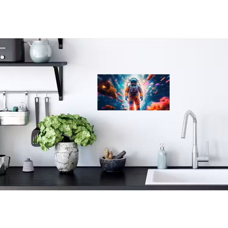 Astronaut - Neon - Meteoriet - Neon Muursticker klein -keuken
