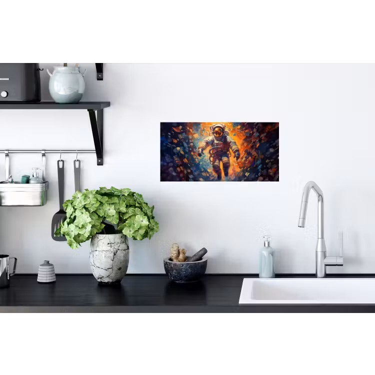 Astronaut - Neon - Oranje - Ruimte Muursticker klein -keuken