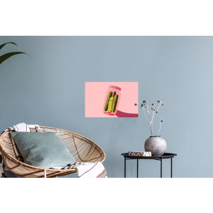 Augurken - Pot - Schaduw - Roze Muursticker klein -plant