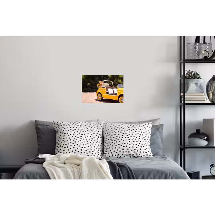 Auto - Picknick - Zomer - Geel Muursticker klein -slaapkamer