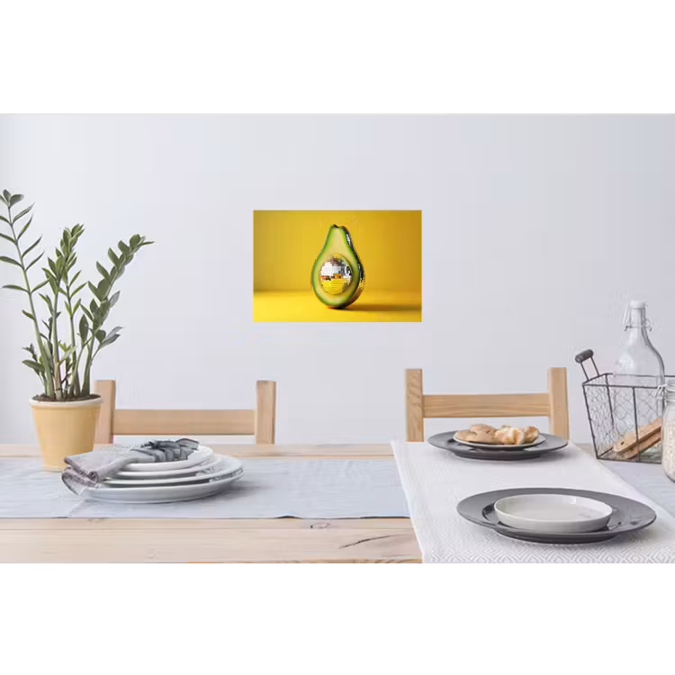 Avocado - Discobal - Geel - Glitter Muursticker klein -eettafel