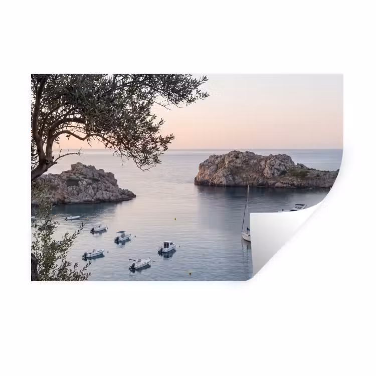 Muursticker - Baai - boten - zonsondergang - Baai - boten - zonsondergang Muursticker klein