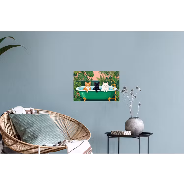 Badkamer - Kattenparade - Kleurrijk Muursticker klein -plant