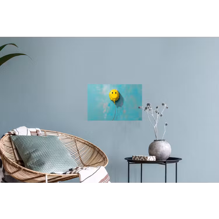 Ballon - Geel - Smiley Muursticker klein -plant
