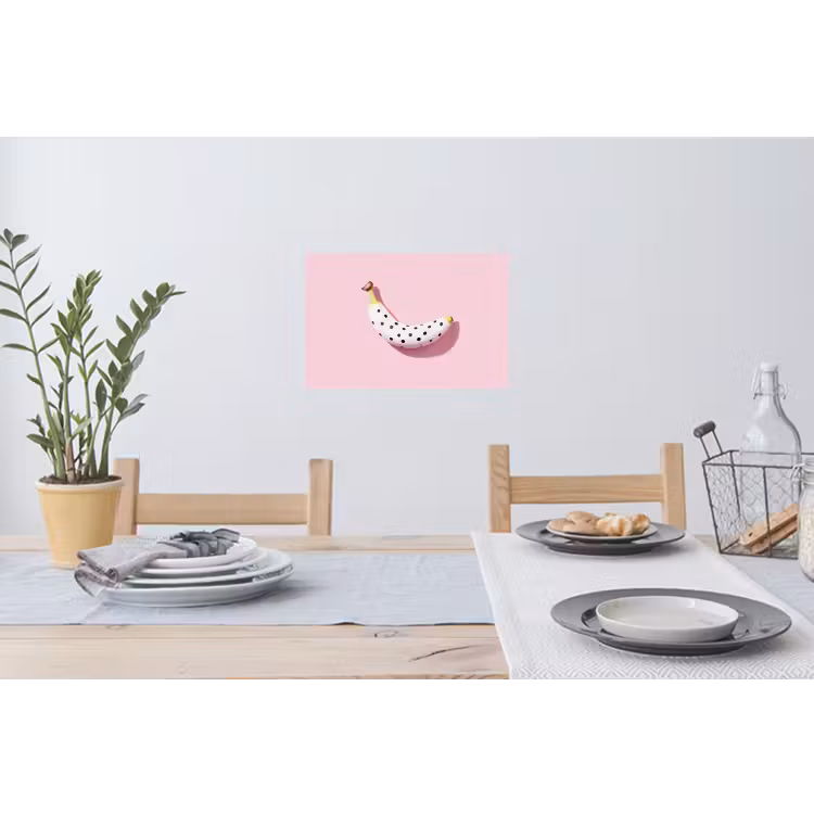 Banaan - Stippen - roze Muursticker klein -eettafel