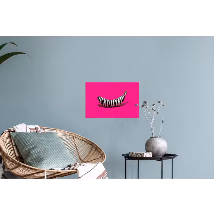 Banaan - Zebraprint - Roze Muursticker klein -plant