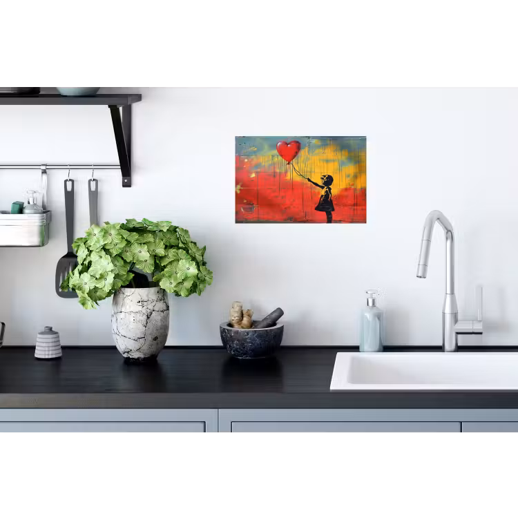 Banksy - Kunst - Graffiti - Meisje - Street art Muursticker klein -keuken