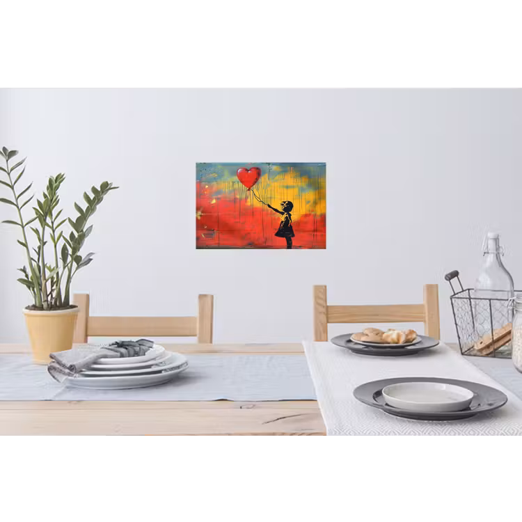 Banksy - Kunst - Graffiti - Meisje - Street art Muursticker klein -eettafel