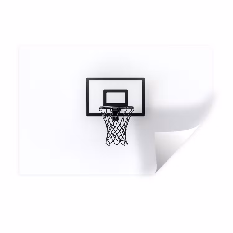 Basketbalbord - Minimalistisch - Zwart Muursticker klein -3d