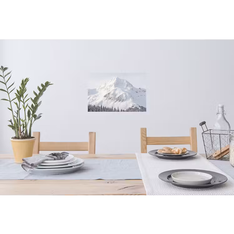 Berg - Sneeuw - Winter - Natuur - Wit Muursticker klein -eettafel