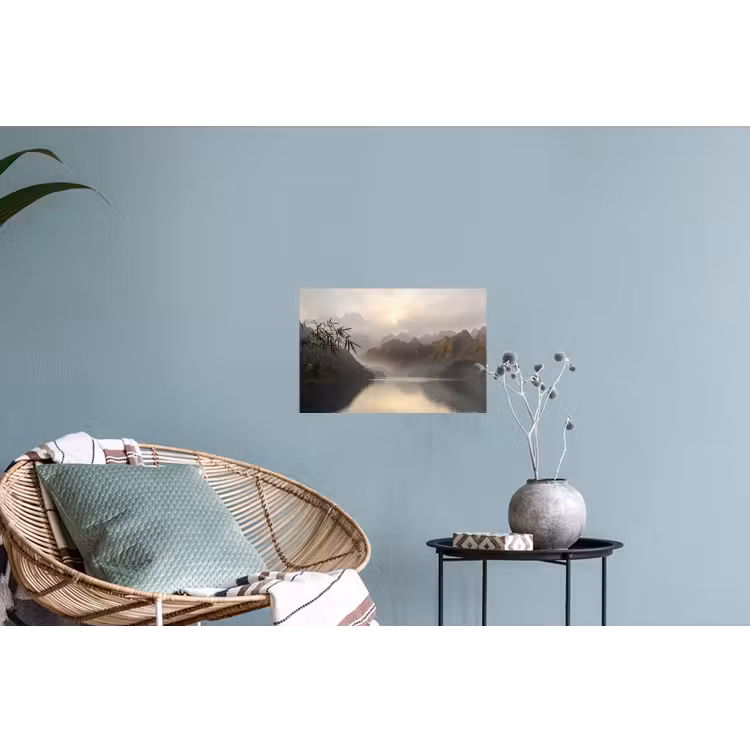 Bergen - Water - Mist - Natuur - Landschap Muursticker klein -plant