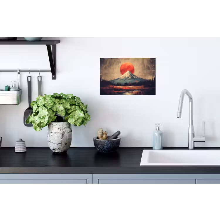 Bergtop - Sneeuw - Zon Muursticker klein -keuken