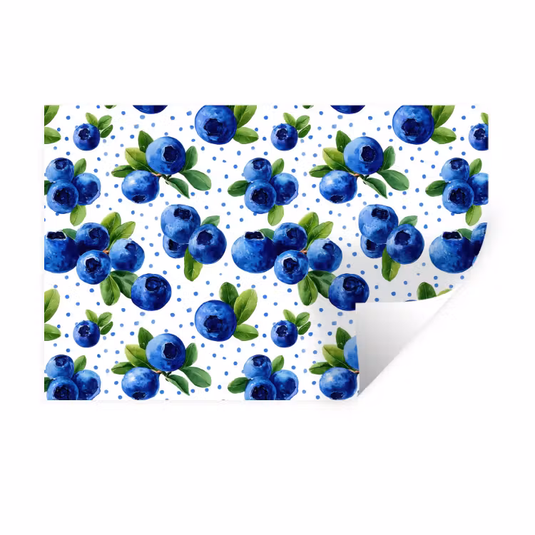 Bessen - Patroon - Blauw Muursticker klein 286 -3d