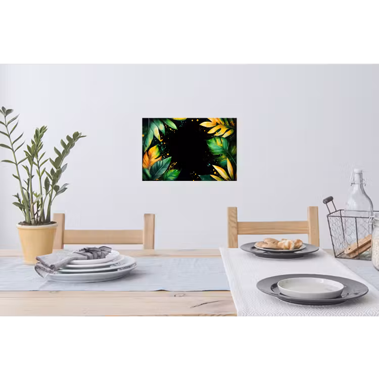Bladeren - Groen - Geel - Verf - Jungle Muursticker klein -eettafel