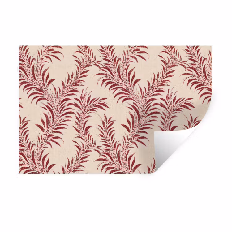Bladeren - Linnen - Rood Muursticker klein 286 -3d