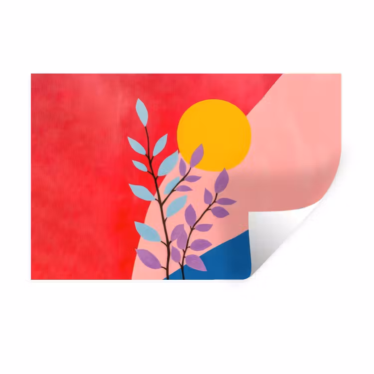 Bladeren - Zon - Abstracte vormen Muursticker klein -3d