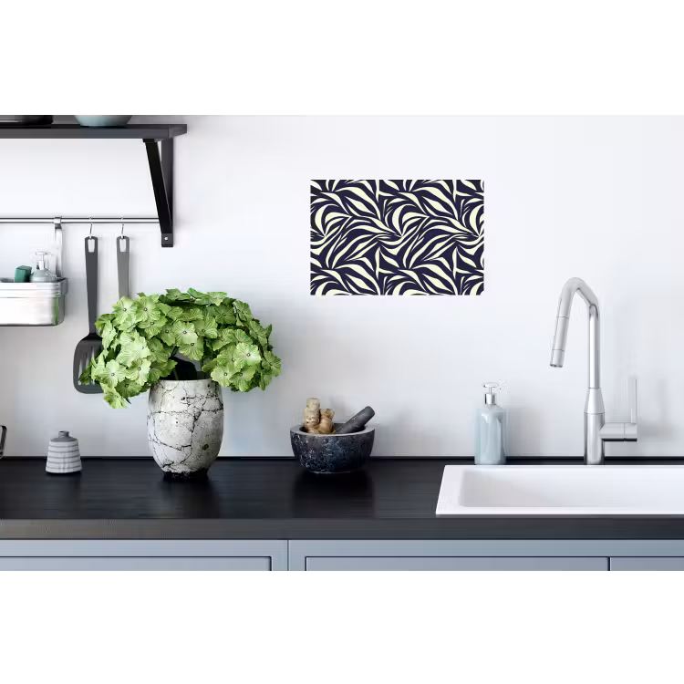 Bladvormen - Blauw - Patroon - Wit Muursticker klein 286 -keuken