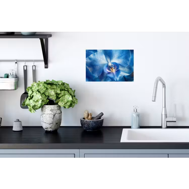 Blauw - Orchidee - Elegeant Muursticker klein -keuken