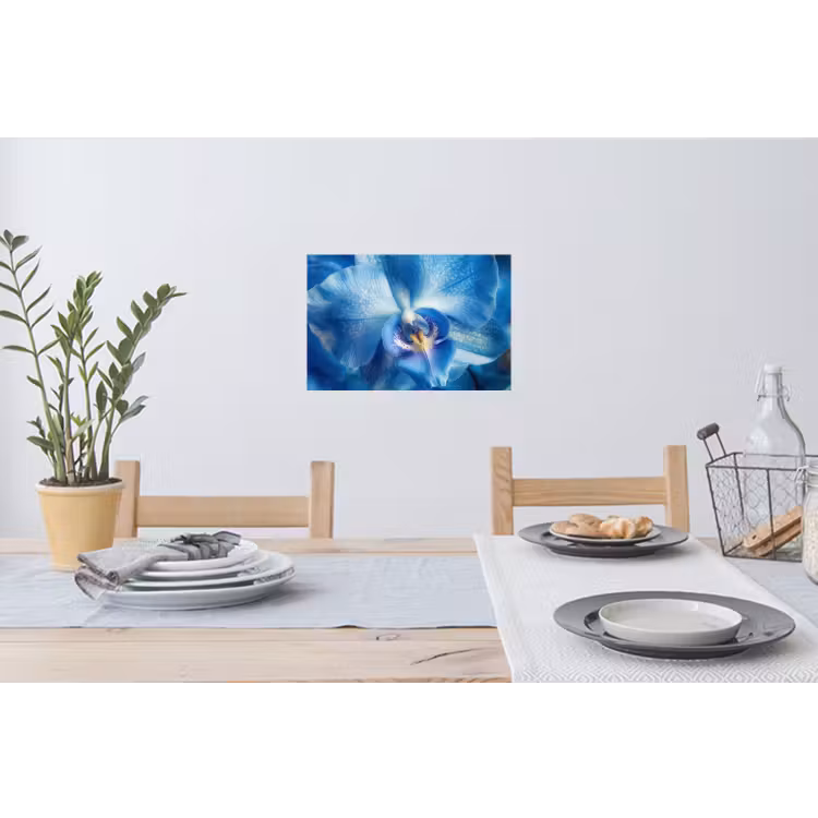 Blauw - Orchidee - Elegeant Muursticker klein -eettafel