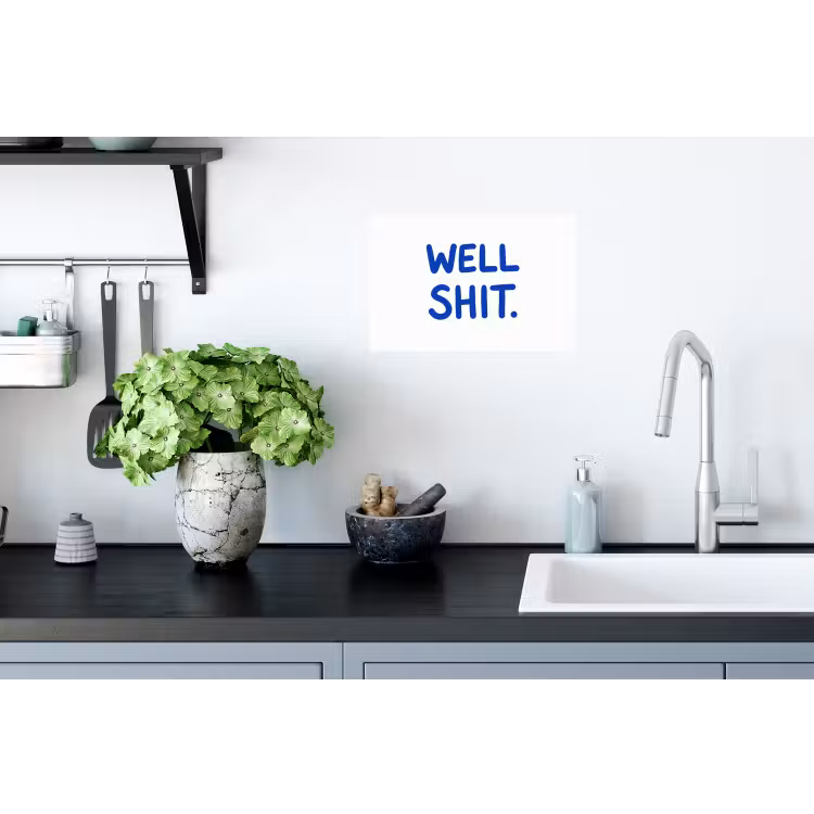 Blauw - Quote - Wit Muursticker klein -keuken