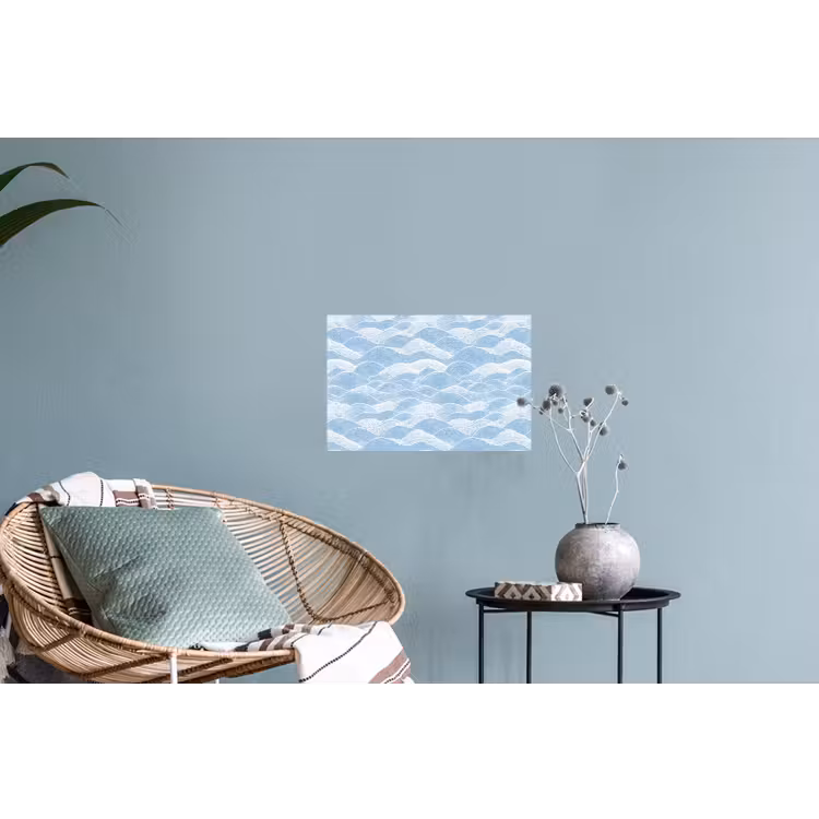 Blauw - Wit - Golven - Getekend Muursticker klein 286 -plant