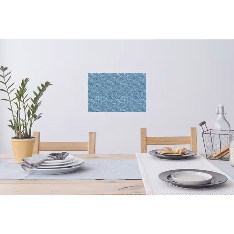 Blauw - Wit - Golven - Getekend - Textuur Muursticker klein 286 -eettafel