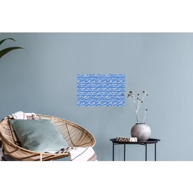Blauw - Wit - Simpel - Getekend - Golven Muursticker klein 286 -plant