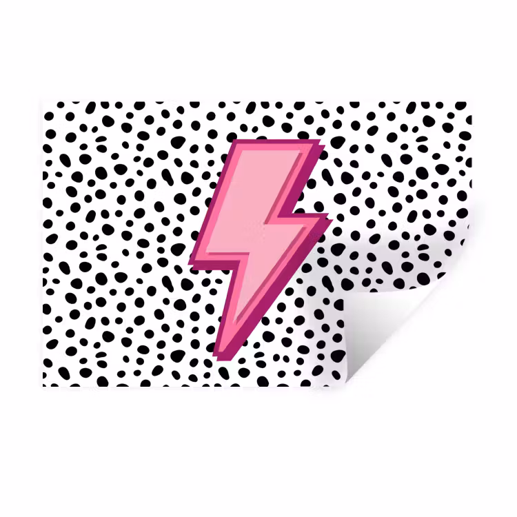 Bliksem - Roze - Stippen Muursticker klein -3d