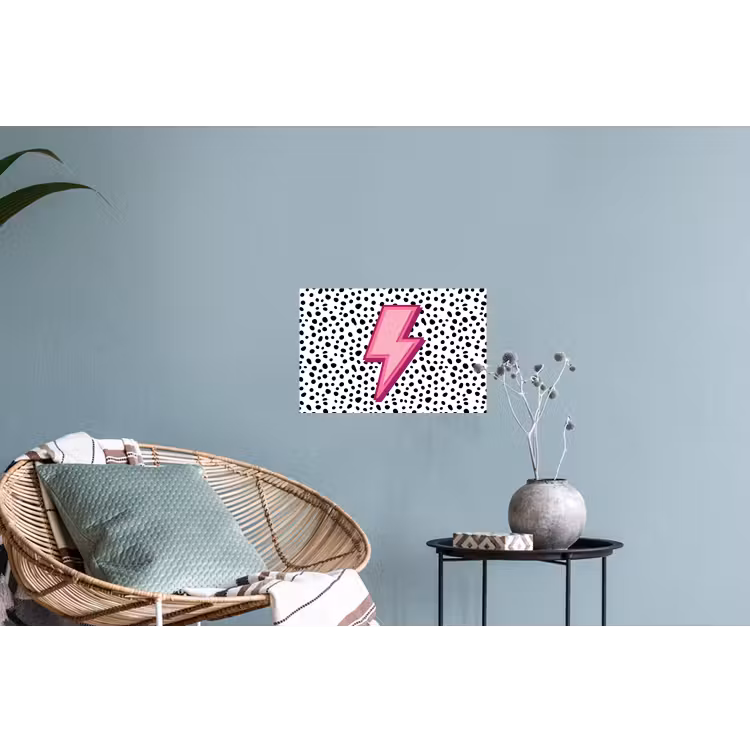 Bliksem - Roze - Stippen Muursticker klein -plant