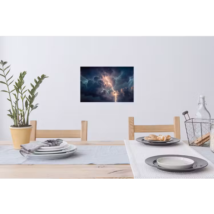 Bliksem - Storm - Natuur - Donker Muursticker klein -eettafel