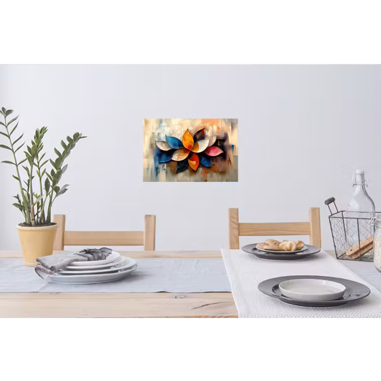 Bloem - Abstract - Kleurrijk - Bladeren Muursticker klein -eettafel