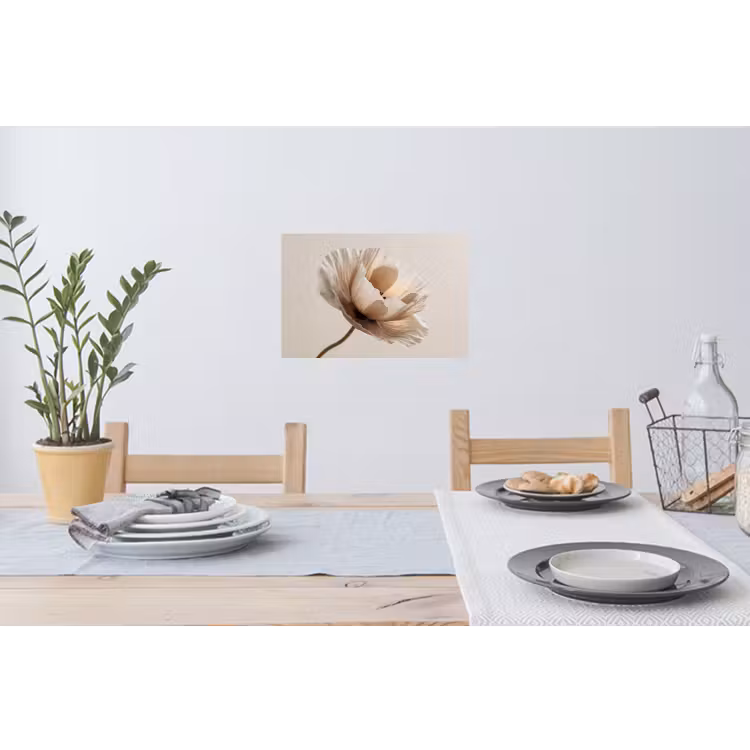 Bloem - Beige - Crème Muursticker klein -eettafel