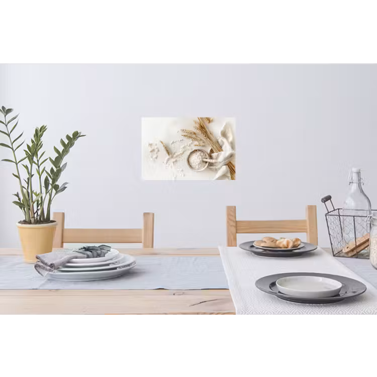 Bloem - Hout - Tarwe Muursticker klein -eettafel