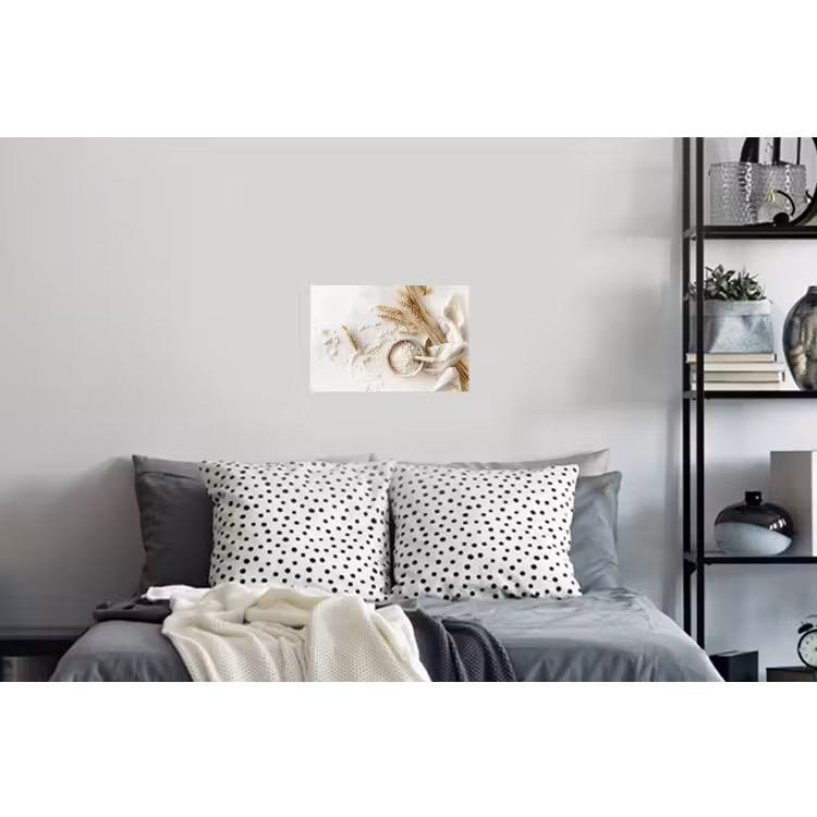 Bloem - Hout - Tarwe Muursticker klein -slaapkamer