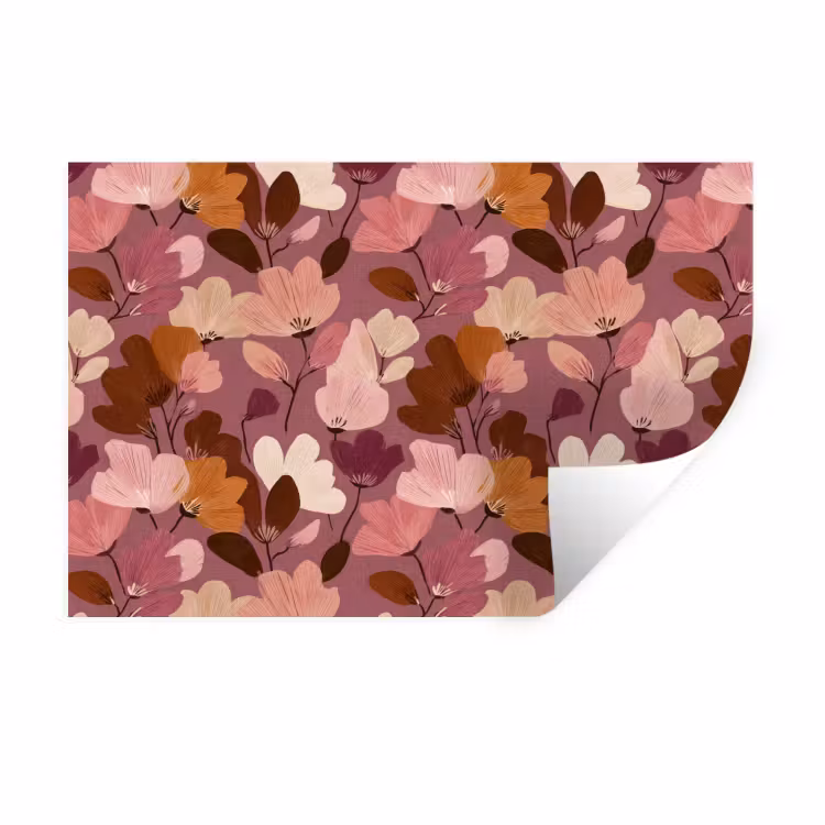 Bloem - Patroon - Roze Muursticker klein 286 -3d