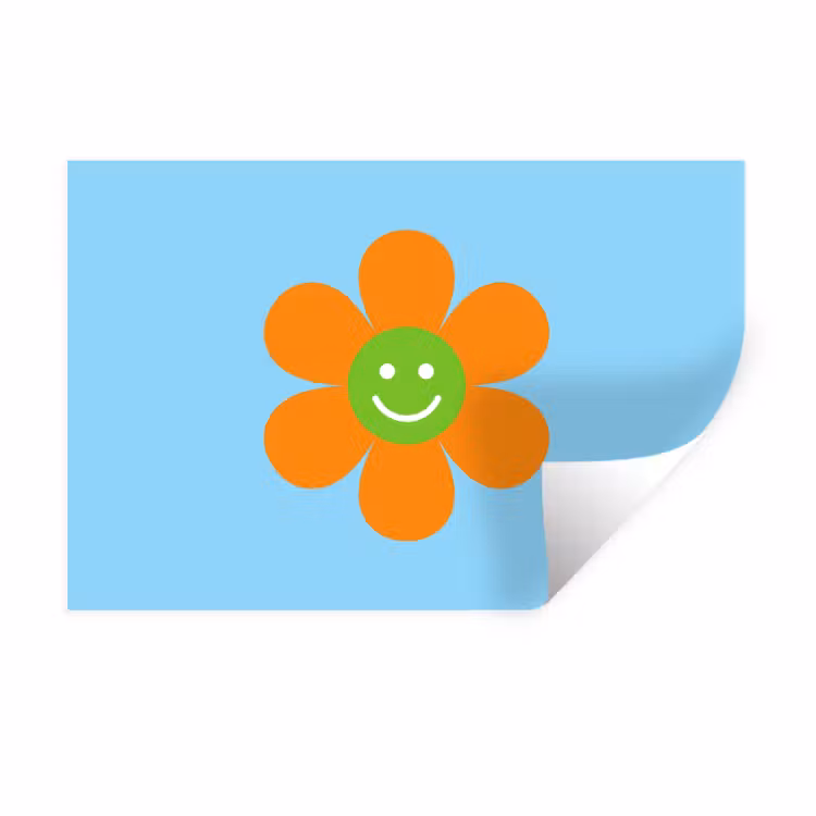 Bloem - Smiley - Kleurrijk Muursticker klein -3d
