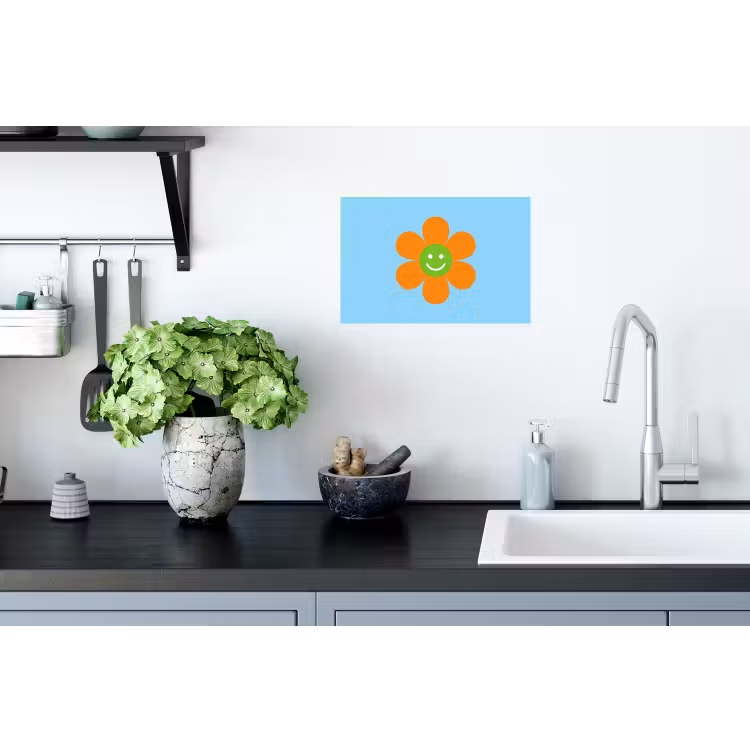 Bloem - Smiley - Kleurrijk Muursticker klein -keuken