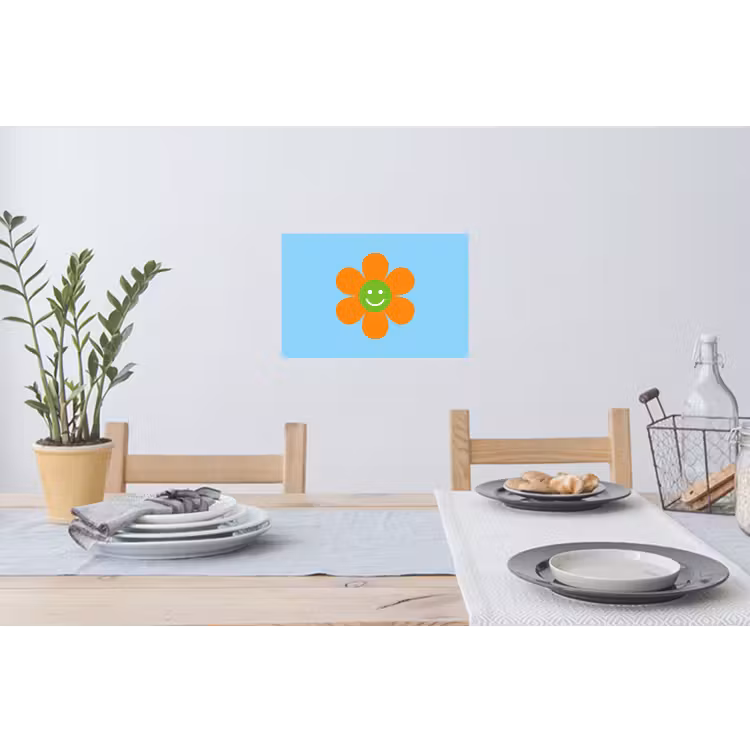 Bloem - Smiley - Kleurrijk Muursticker klein -eettafel