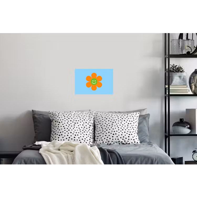 Bloem - Smiley - Kleurrijk Muursticker klein -slaapkamer