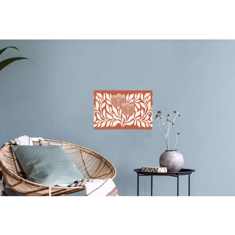 Bloemen - Abstract - Modern - Beige - Natuur Muursticker klein -plant