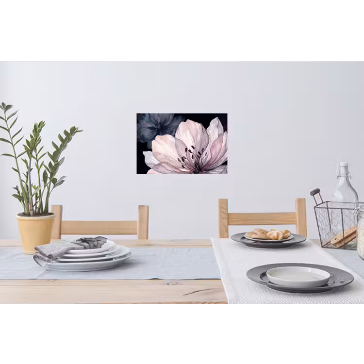 Bloemen - Aquarel - Modern - Roze - Donker Muursticker klein -eettafel