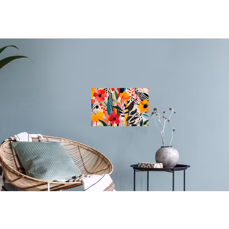 Bloemen - Bladeren - Abstract - Kleurrijk Muursticker klein -plant