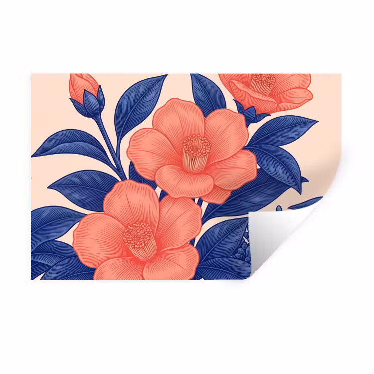 Muursticker - Bloemen - Bladeren - Botanisch - Bloemen - Bladeren - Botanisch Muursticker klein