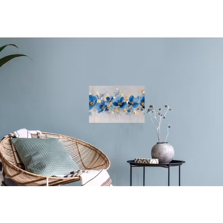 Bloemen - Blauw - Abstract Muursticker klein -plant