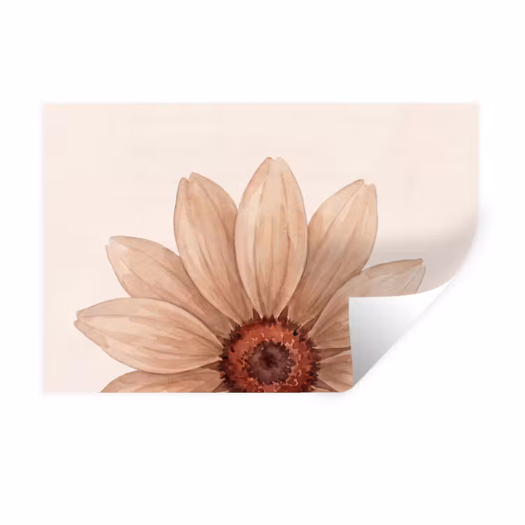 Bloemen - Bloemblad - Natuur - Aquarel - Beige Muursticker klein -3d