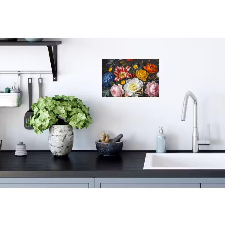 Bloemen - Boeket - Klassiek - Kleurrijk - Natuur Muursticker klein -keuken