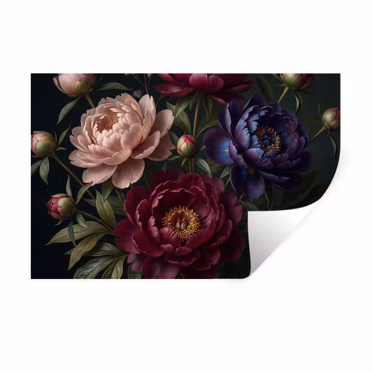 Bloemen - Boeket - Natuur - Modern - Donker Muursticker klein -3d