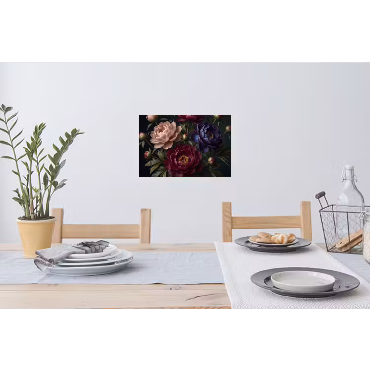 Bloemen - Boeket - Natuur - Modern - Donker Muursticker klein -eettafel