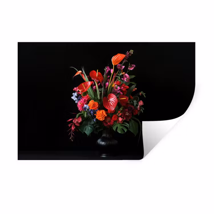 Bloemen - Boeket - Sierlijk Muursticker klein -3d